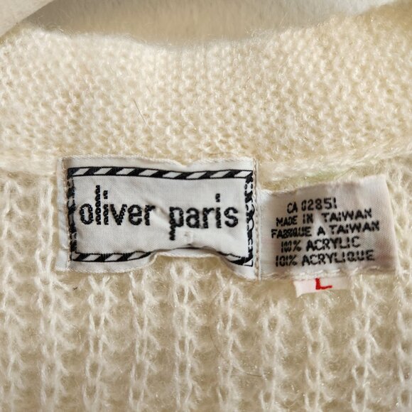 Oliver Paris Vintage Cream Open Front Knit Vest – Sz L (oversized) - Picture 12 of 13